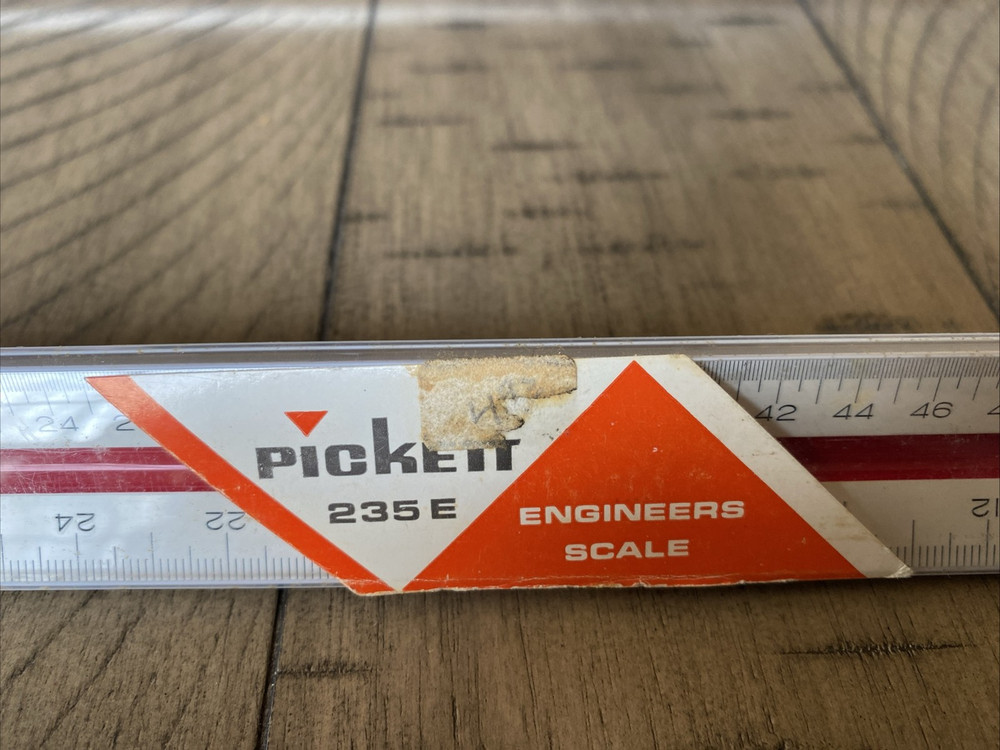 Vintage Pickett 235 Engineers Scale Plastic Triangle Ruler w/Case