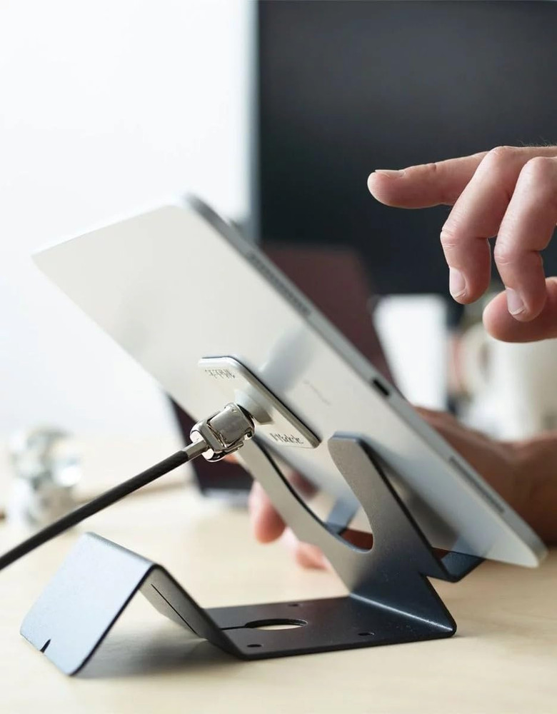 Universal Security Tablet Holder with Security Cable Lock and Plate, Black (CL12