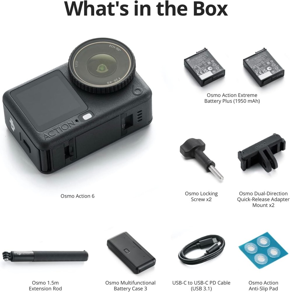 DJI Osmo Action 6 Enhanced Combo - 4K OLED Variable Aperture Action Camera