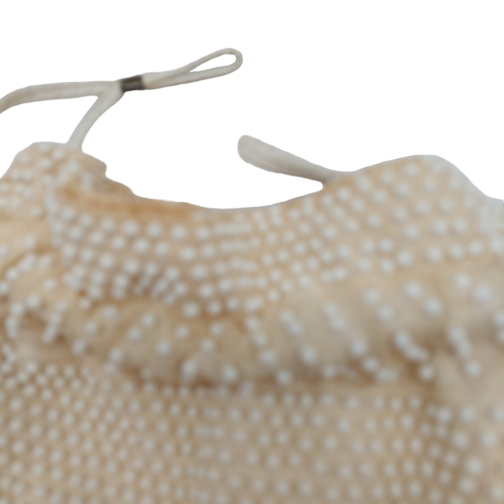 Beaded Purse With Pull String Closure Cream Colored Reversible