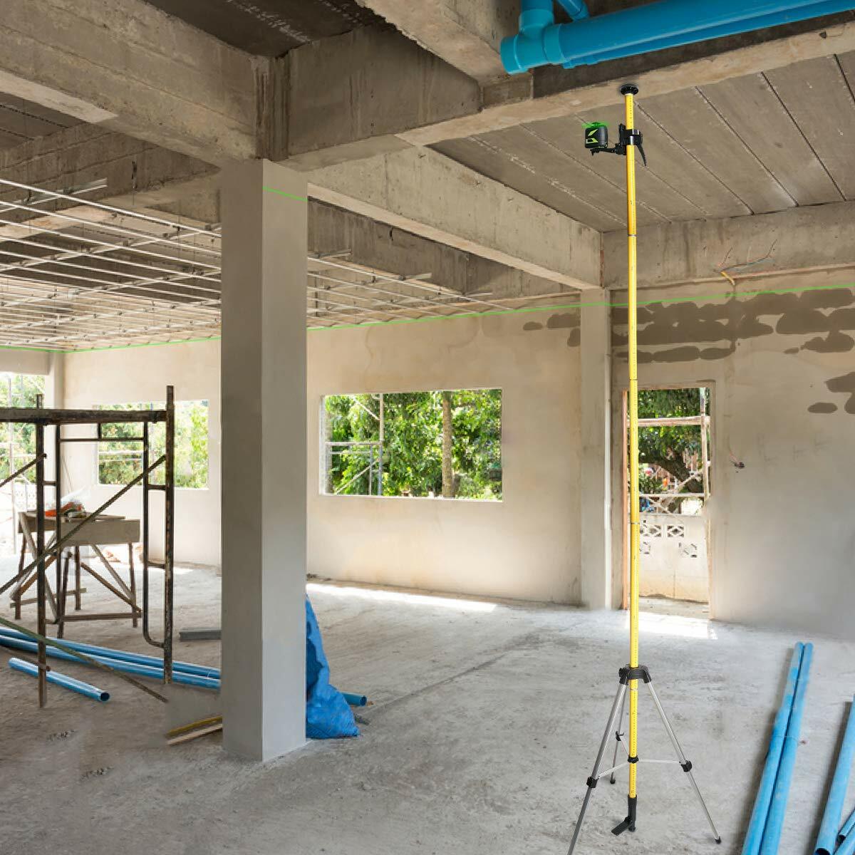 Huepar 12 Ft/3.7m Adjustable Telescoping Pole for Rotary and Line Lasers level