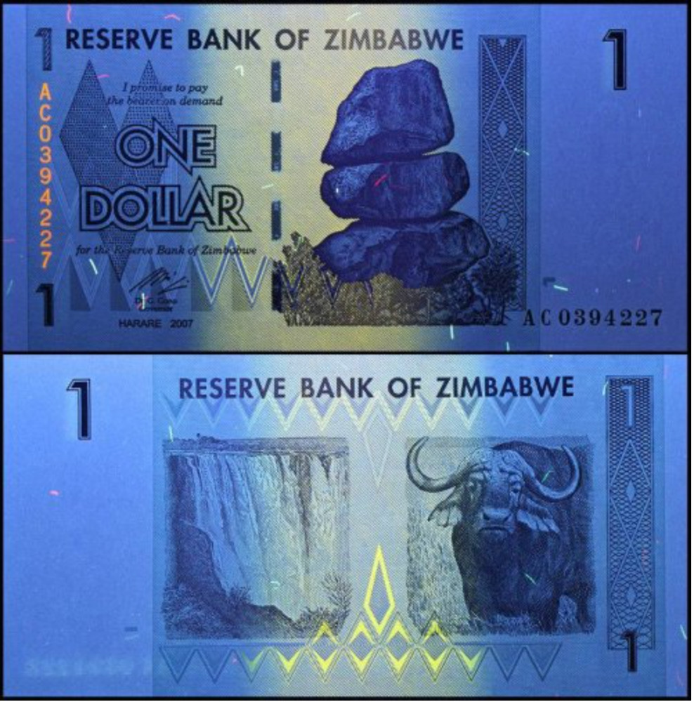 🇿🇼 AUTHENTIC ZIMBABWE 1 DOLLAR BANKNOTE, 2007, P-65, UNCIRCULATED 🇿🇼