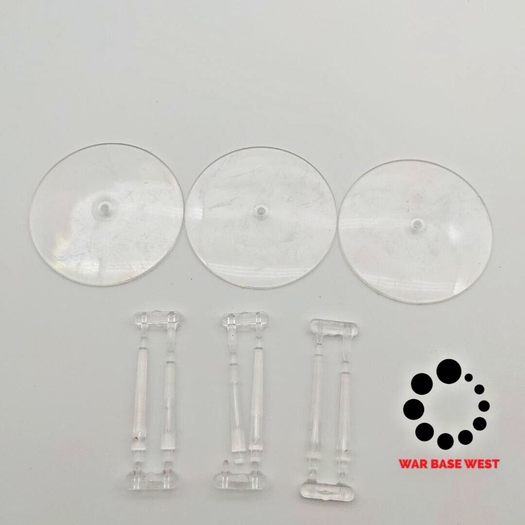 Lot Of 3 60mm Large Round Flying Bases + Stems Used For Warhammer 40K & AoS