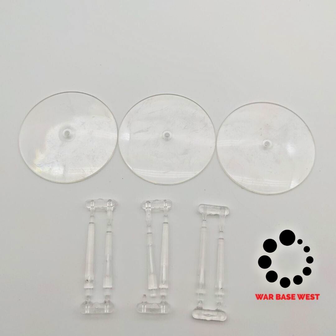 Lot Of 3 60mm Large Round Flying Bases + Stems Used For Warhammer 40K & AoS