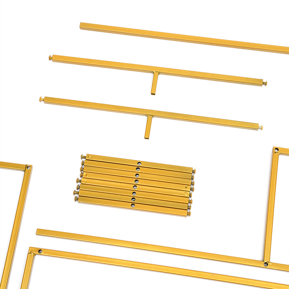 Backdrop Stand Rectangular Frame Electroplated Gold For Wedding Party 4 Layer