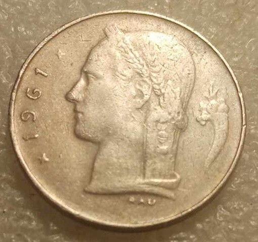 1961 BELGIAN 1 FRANC COIN