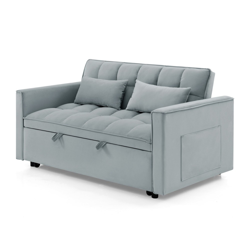 Convertible Loveseat Sleeper Sofa with Pull Out Bed & 2 Pillows for Small Space