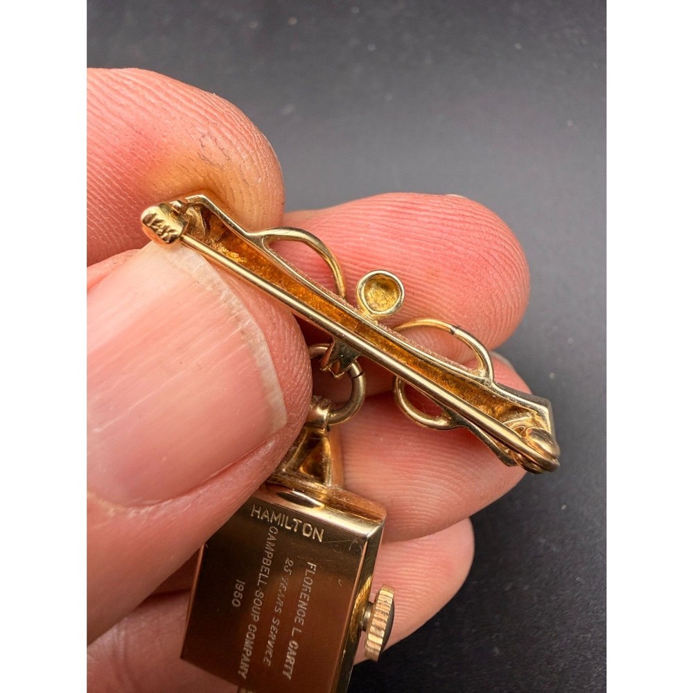 Rare Hamilton Lapel Pin 14k Solid Gold Watch - 1950