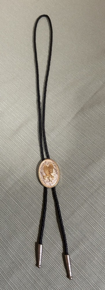 Stunning Solid Brass Gold Tone Eagle Bolo Tie Vintage Genuine Ivan