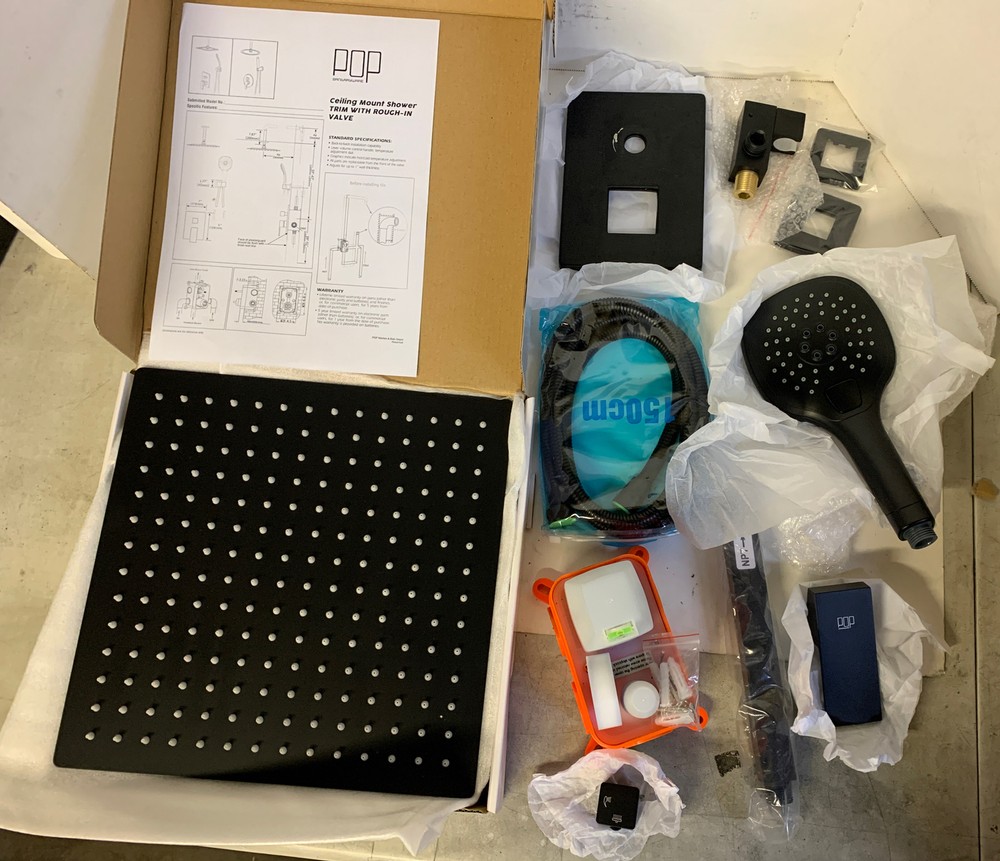 NEW POP Sanitaryware Matte Black Shower System Ceiling Mount Set