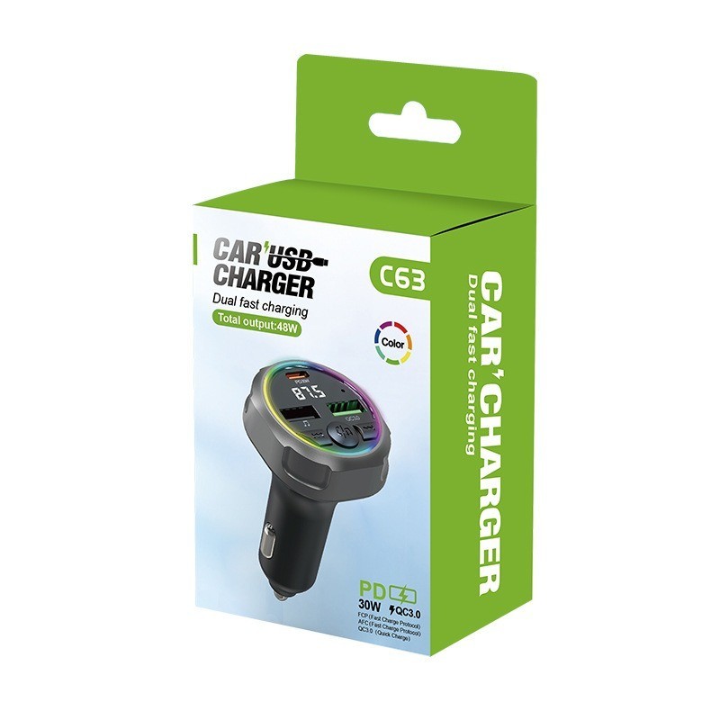 Car Bluetooth Speakerphone FM Transmitter Super Fast Charger Visor Clip Kit