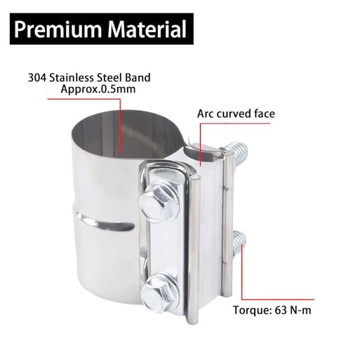 2.25 Inch Exhaust Clamp,Lap Joint Band Clamp,304 Stainless Steel 2.25 inch