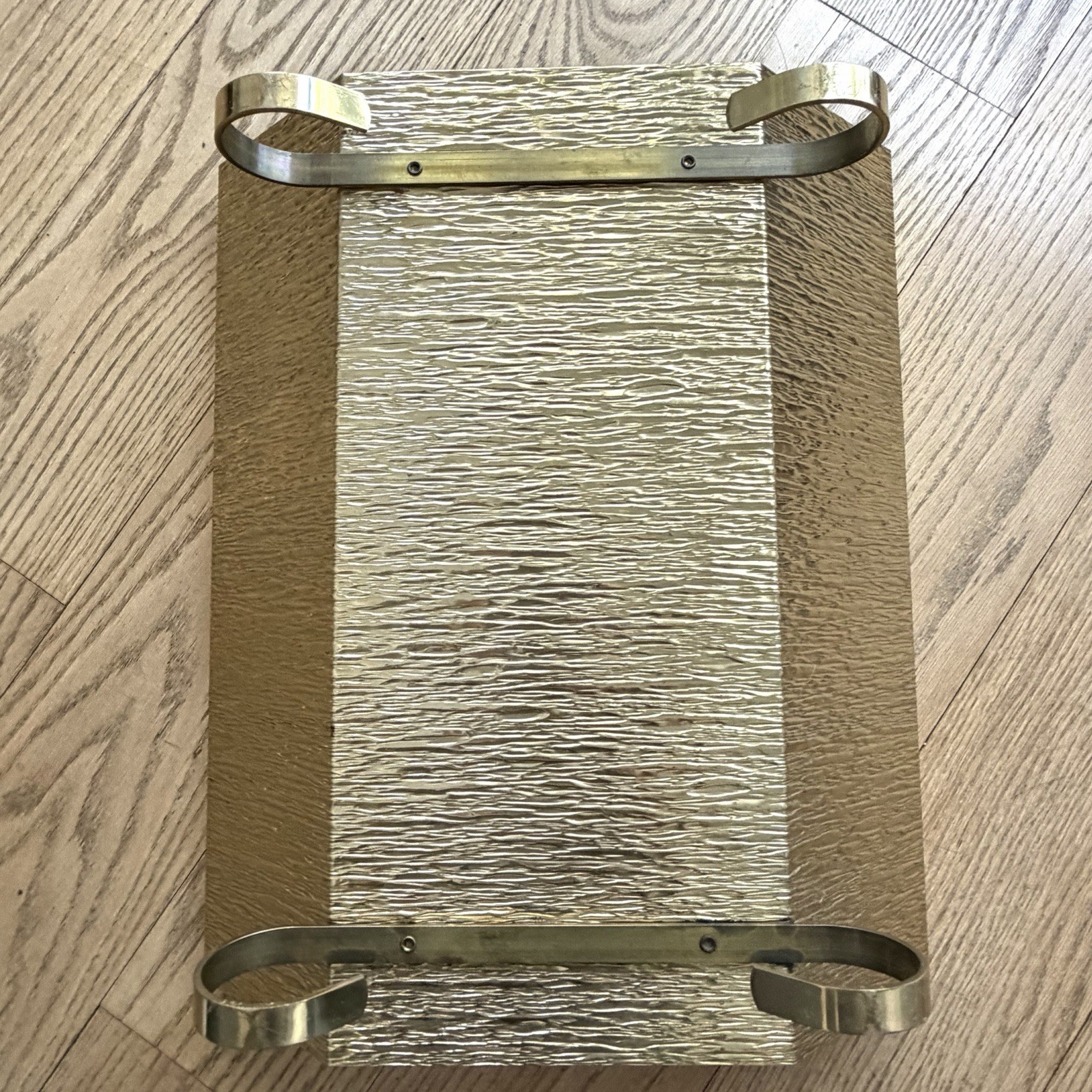 VTG Mid Century Brutalist Metal Brass Log Holder Hearth Fireplace 18x15.5x7