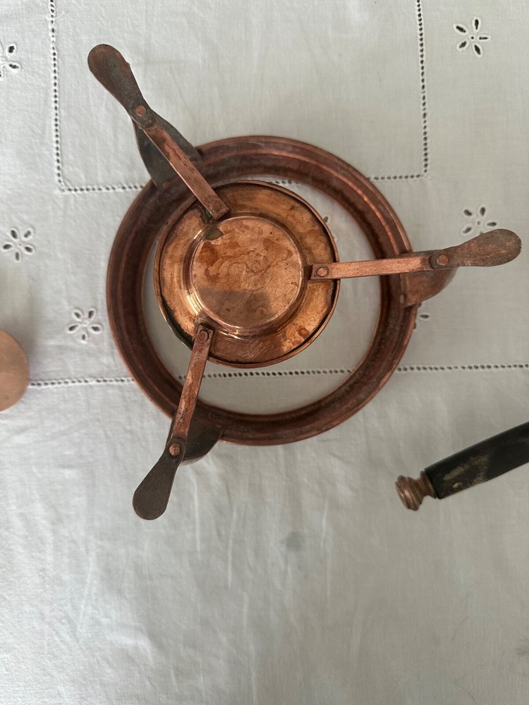 Vintage Nader copper warming pan with burner (4 piece set)