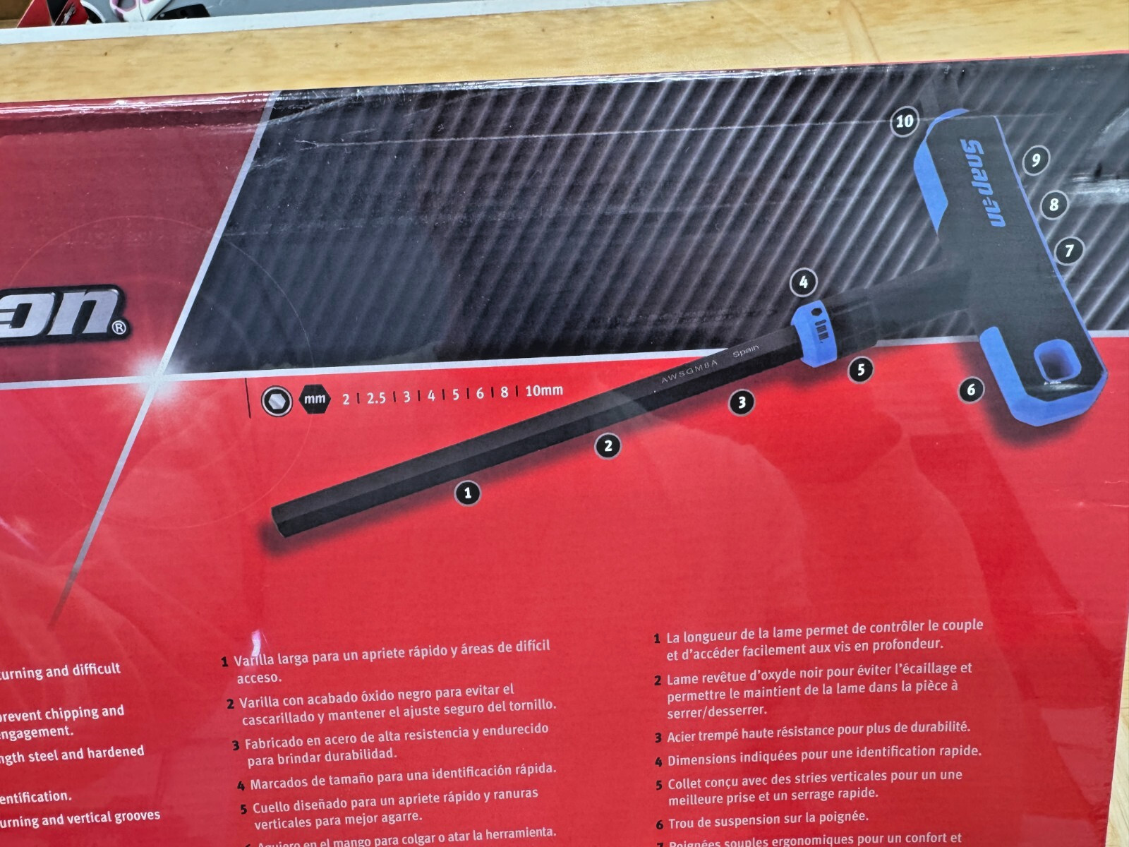 Snap-on Tools SPAIN NEW 8pc Metric SOFT GRIP T HANDLE Hex ALLEN Set AWSGM800A