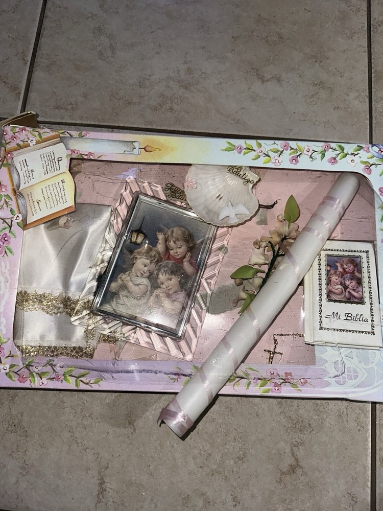 Baptism Gift Set for Child – Catholic Keepsake Box w/ Bible, Candle & Rosary