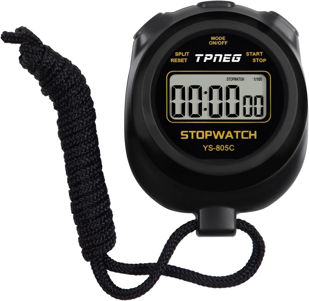 Simple Stopwatch Timer - Easy to Use, Set Up, Read, and Carry - Large Black