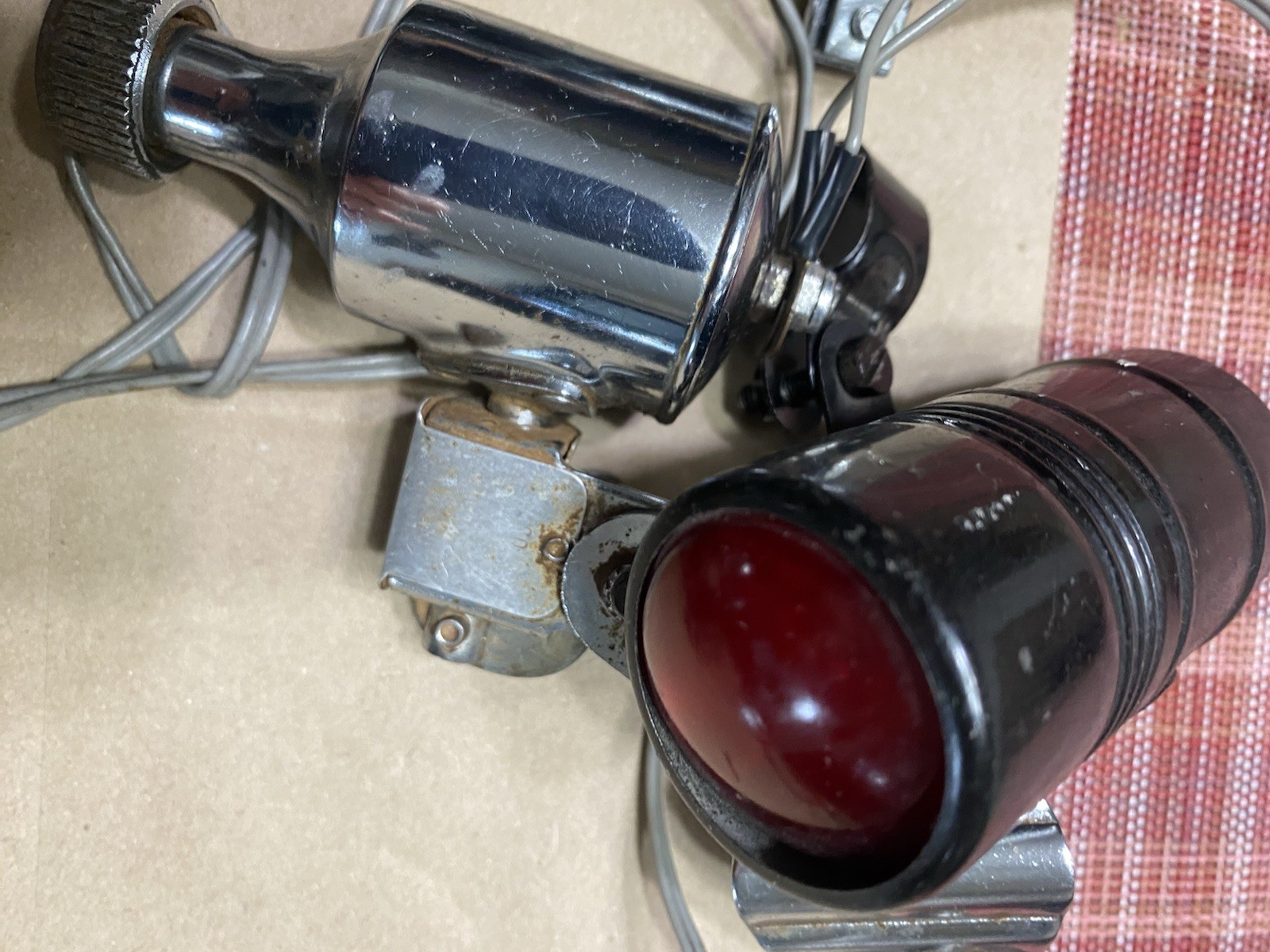 Rare 1940s King Lucas Bicycle Headlight Dynamo / Battery Tube Rear Set England