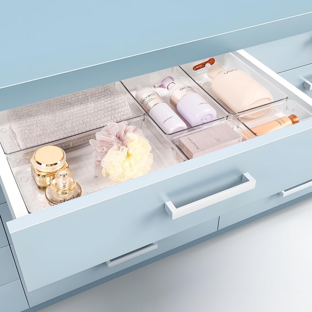 3 PCS Large Drawer Organizer, 3Sizes Plastic Versatile Desk Drawer Organizer ...