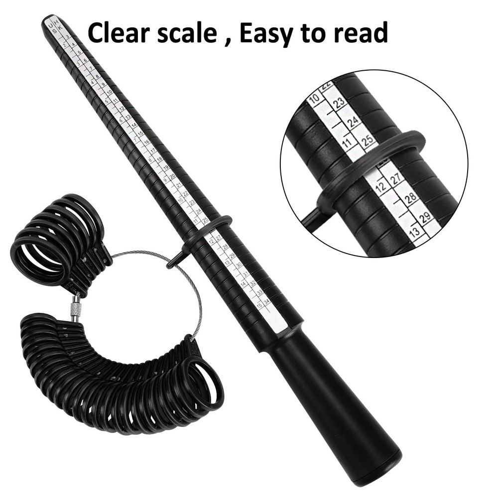 Accmor Ring Sizer Measuring Tool Set, Black Mandrel, Guage, White Blet