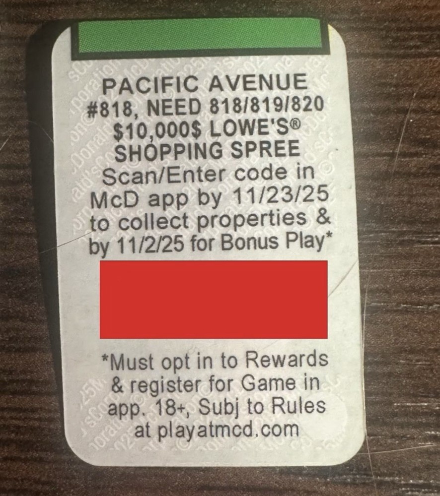 McDonald’s Monopoly Game Stickers