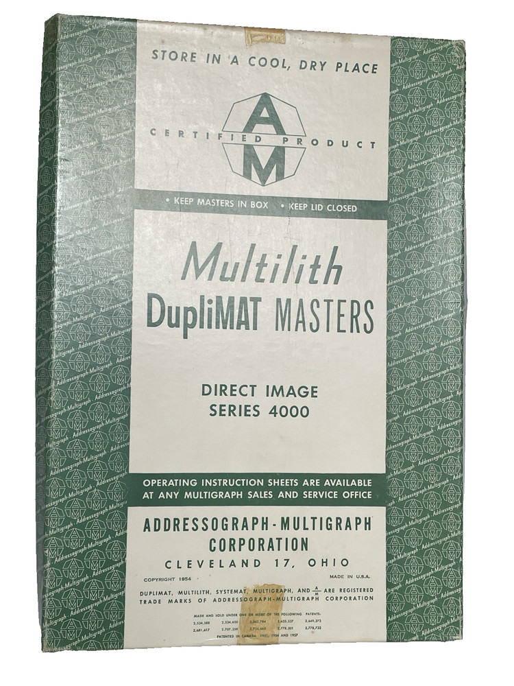 1954 Addressograph Multigraph Corp Multilith Masters Box AM Co USA Empty