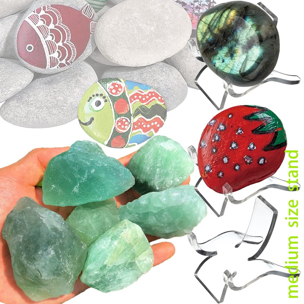 12 PCS Rock Display Stand Mini 12 ( 4* large+4* medium+4* small ), clear