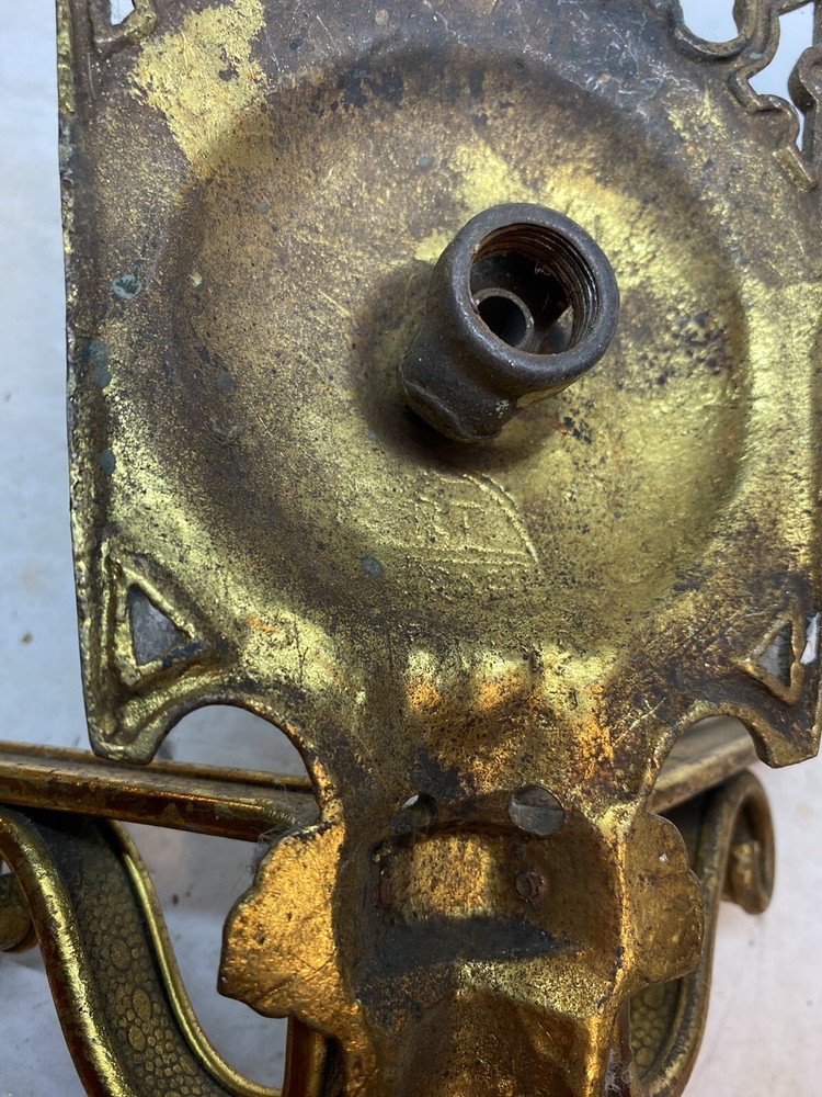 Antique Brass Tone Dual Arm Wall Light Sconce