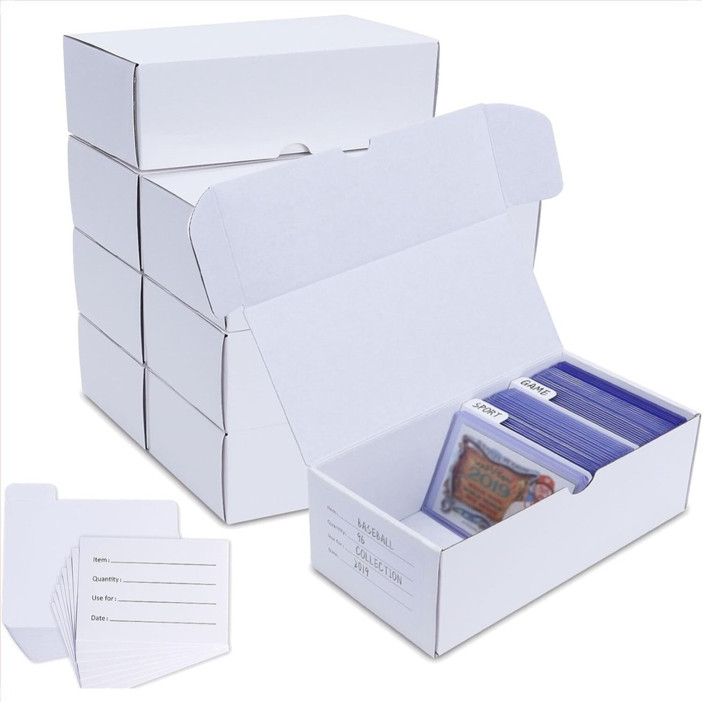Stackable and Dustproof 8-Pack Cardboard Top Loaders for Trading Card Organizing