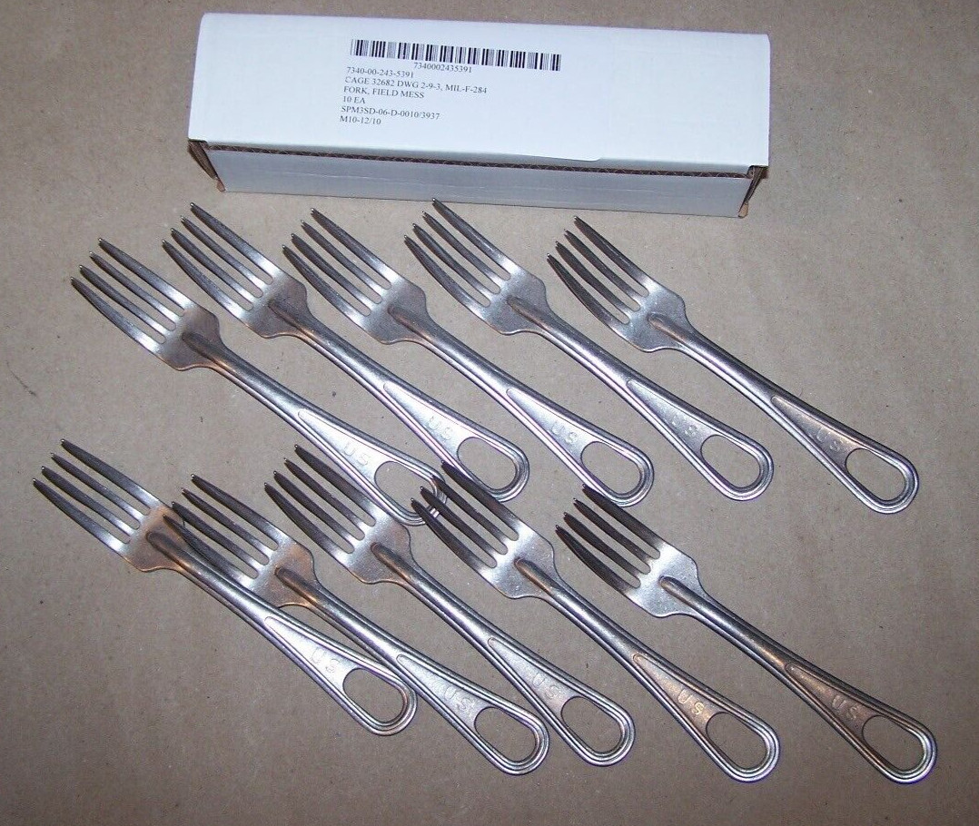 Fork Mess 10 Pack Forks  Utensil & P38 Can Opener Military USMC Scout Vet USA