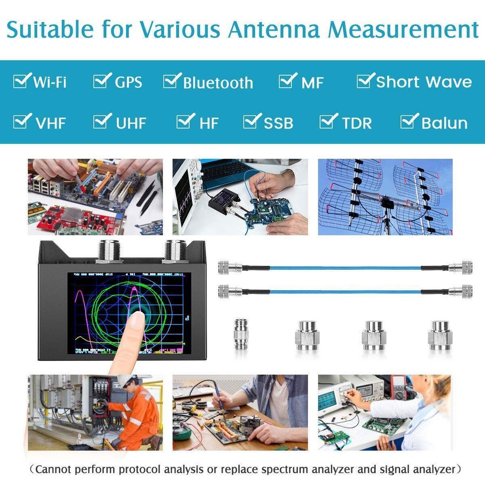 NanoVNA SAA-2N V2.2 Vector Network Analyzer, 50KHz-3GHz 4" VNA Antenna Analyzer