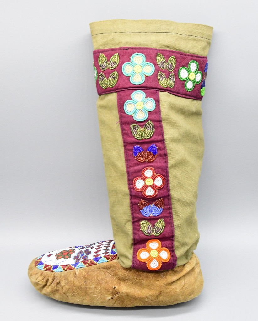 Cree Hightops Beautifully Beaded on Moosehide/ Canvis Tops
