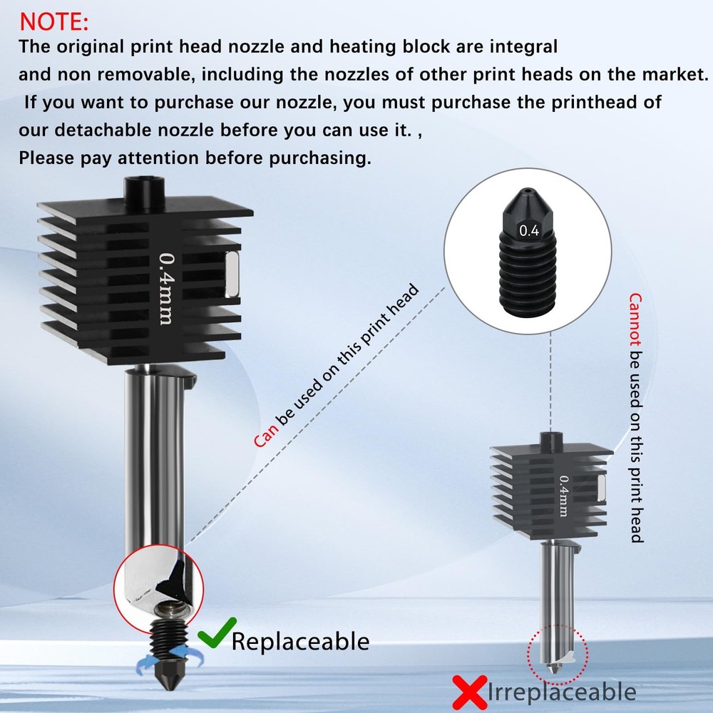 Sahvaim 2 Pack 0.4MM Hotend Kit for Bambu Lab A1 Mini/A1 3D Printer,...