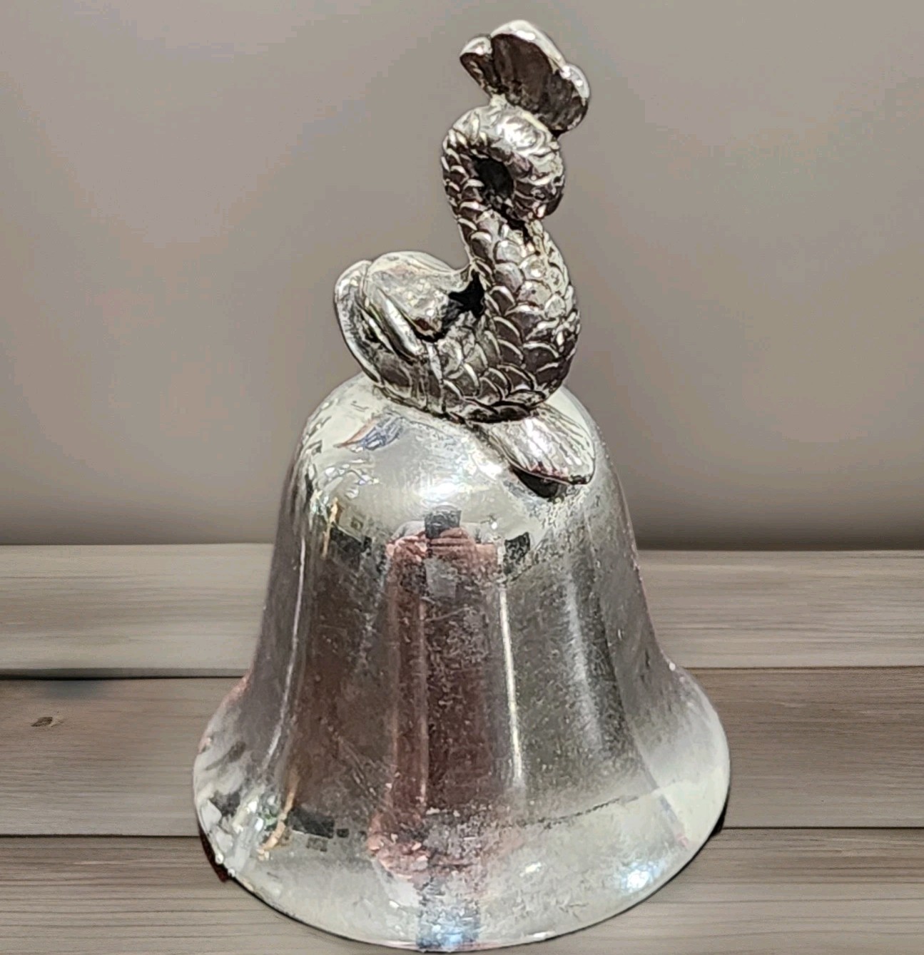 Wilhelm Binder .835 Silver Figural Bell – Mythical Dolphin Handle c.1900