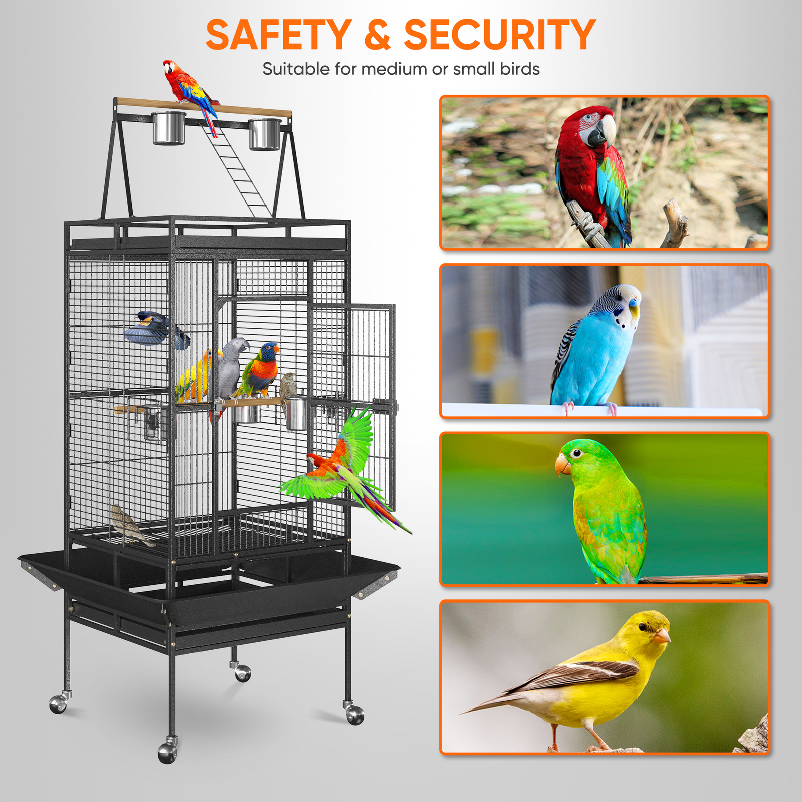 68" Large Bird Cage Play Top Parrot Finch Flight Cage Macaw Cockatoo Pet Supply