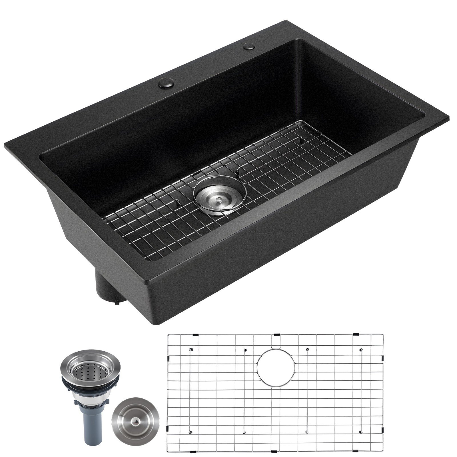 33 inch Granite Kitchen Sink Top Mount Single Bowl Drop-In Basin for RV Bar