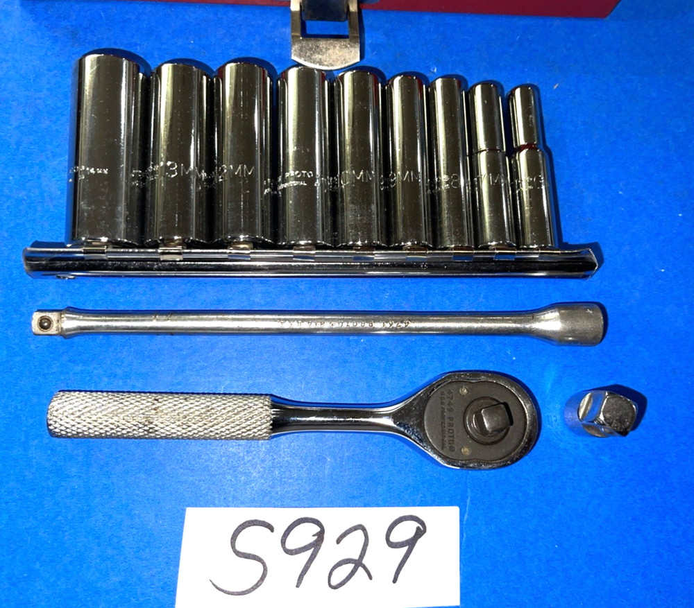 PROTO TOOLS 12 PIECE 1/4 DRIVE METRIC GENERAL SERVICE DEEP SOCKET SET