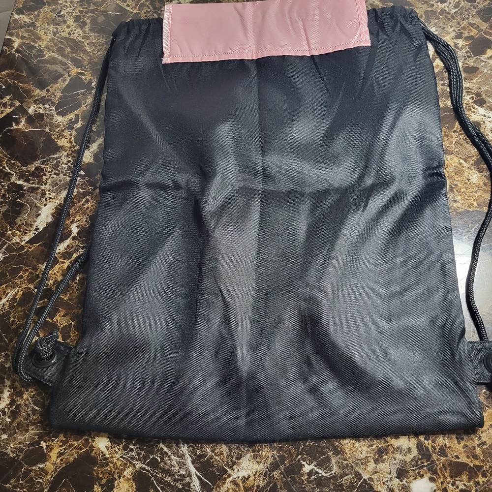 adidas Pink Black White Drawstring Gym Bag Polyester Drawstring Closure