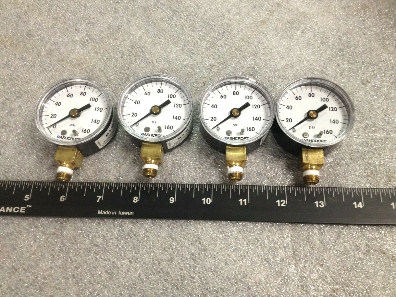 Lot of 4 Ashcroft 0-160 Psi Bottom Mount 2" Face 595-07 Pressure Gauges 160psi