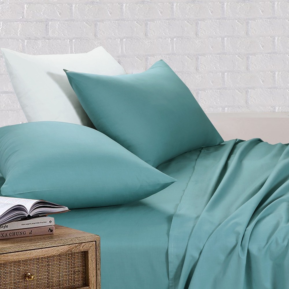 Flat Fitted Sheet Cotton Rich Double Bed Sheets Set With Pillowcases