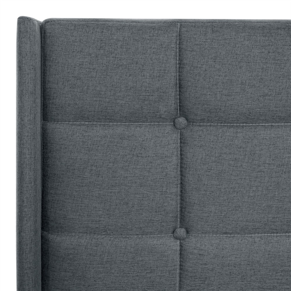 Queen Size Bed Frame Upholstered Platform Bed Frame w/ Headboard Drak Grey New