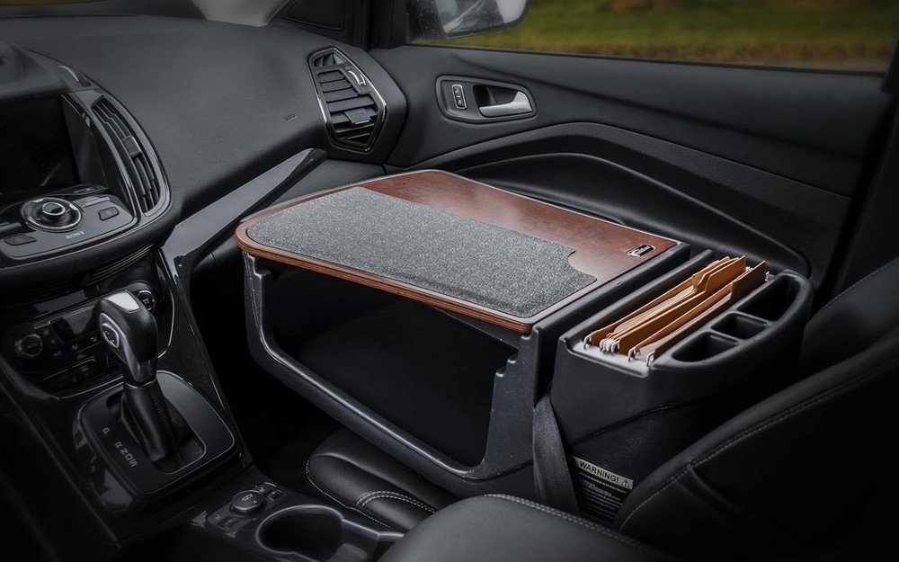 GripMaster Car Desk AutoExec Mahogany Workstation