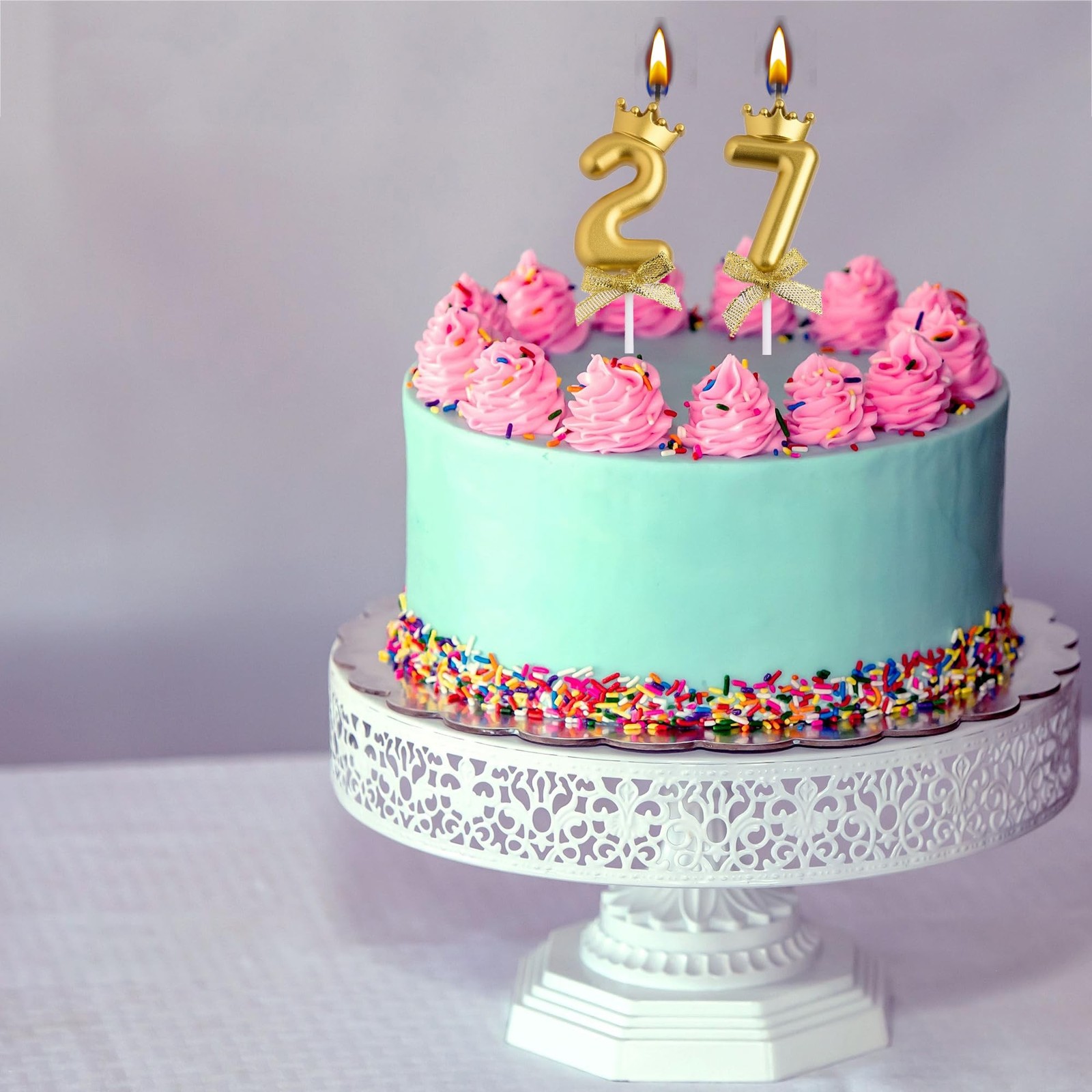 27th 72nd Birthday Candles, Gold 72 27 Year Old Number Birthday Candles, Happ...