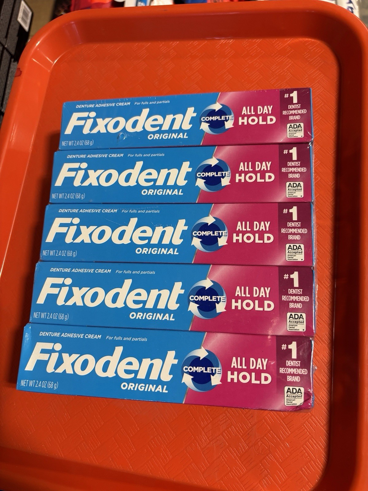 5packs-Fixodent Original Complete Denture Adhesive Cream-2.4oz(68g)