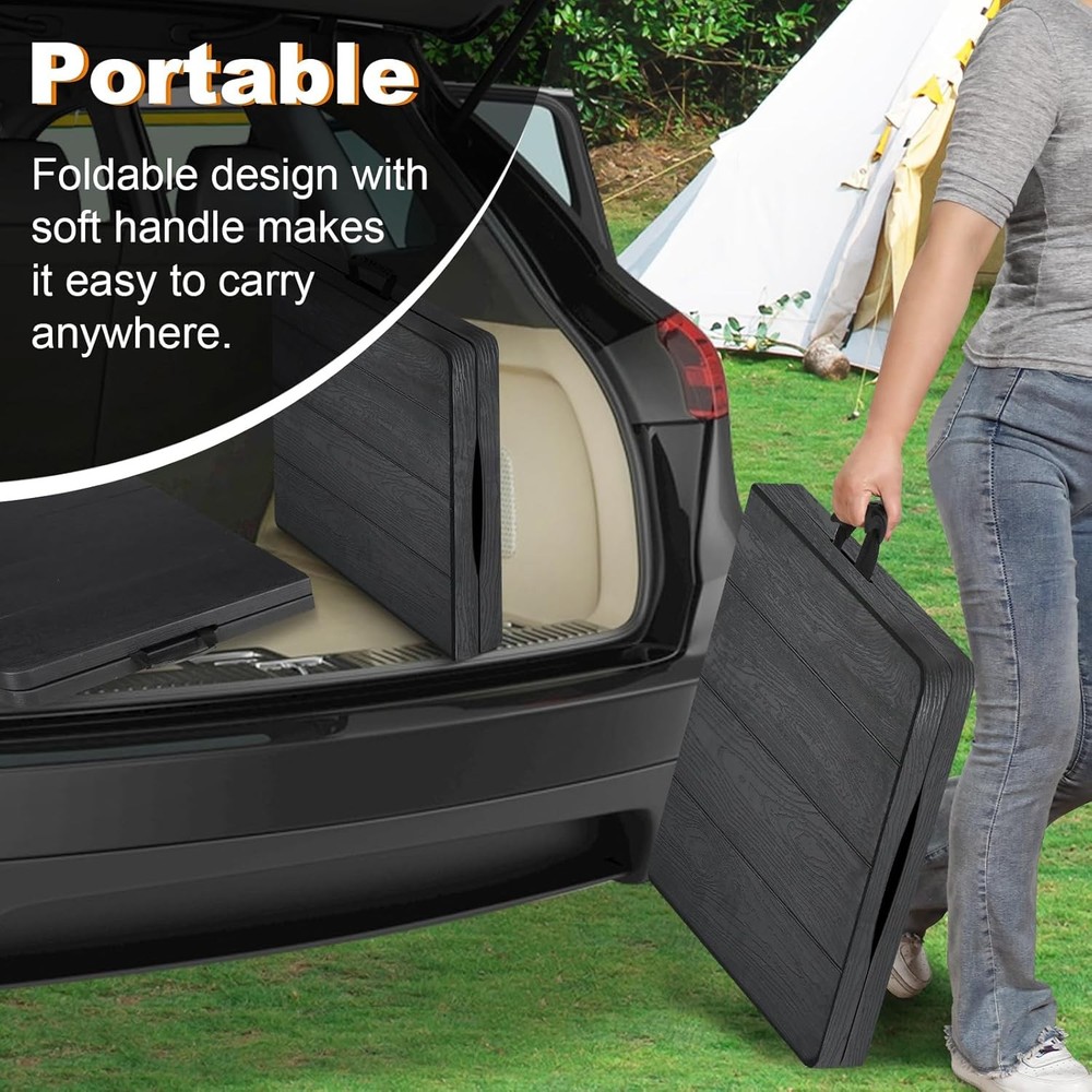 4ft Folding Table, Portable Fold-in-Half Adjustable Height Utility Table for Ind