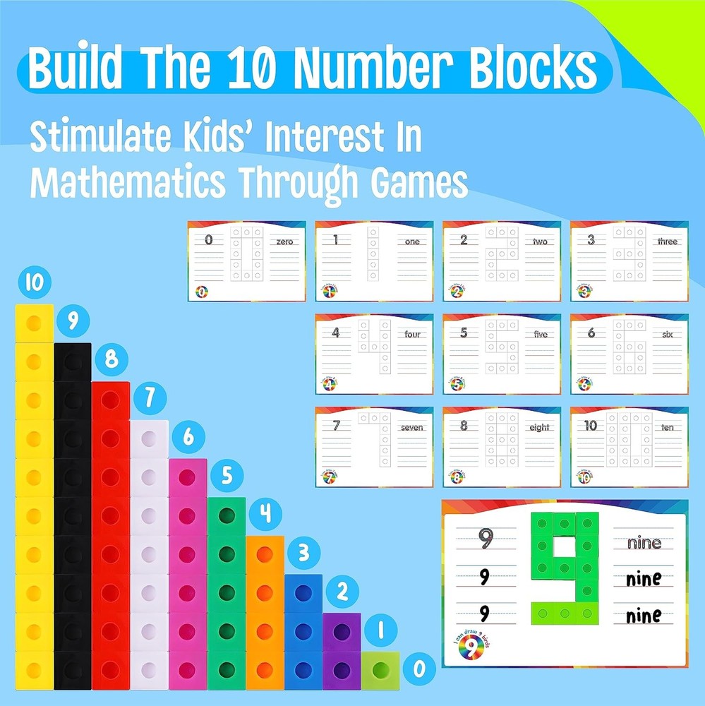 Math Linking Cubes, 100 Math Cube Manipulatives with 30 Learning Activities Numb