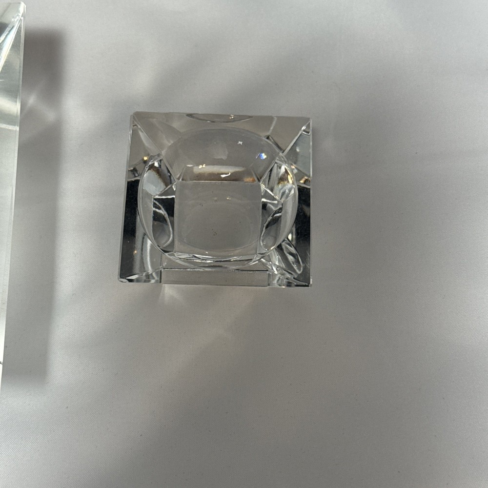 3- SQUARE CLEAR ASHTRAYS MCM 1 LARGE 2 SMALL