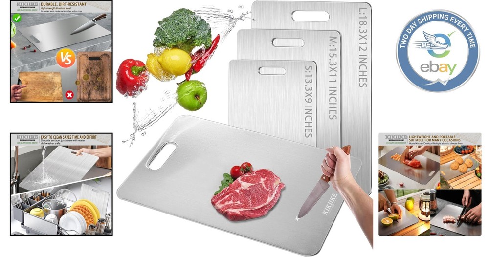 Double-Sided Pure Titanium Chopping Board - Dishwasher Safe, Durable & Versatile