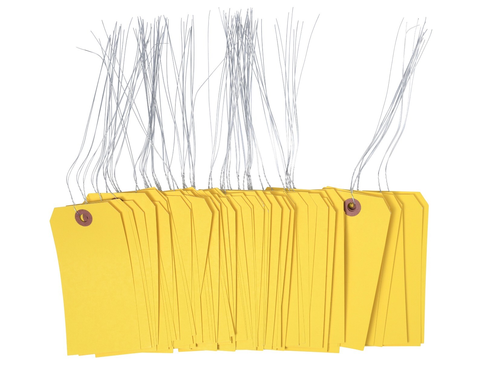 1000 pcs 4 3/4" x 2 3/8" Size 5 Yellow Cardstock Hang Tag Tags with Wire 13 Pt
