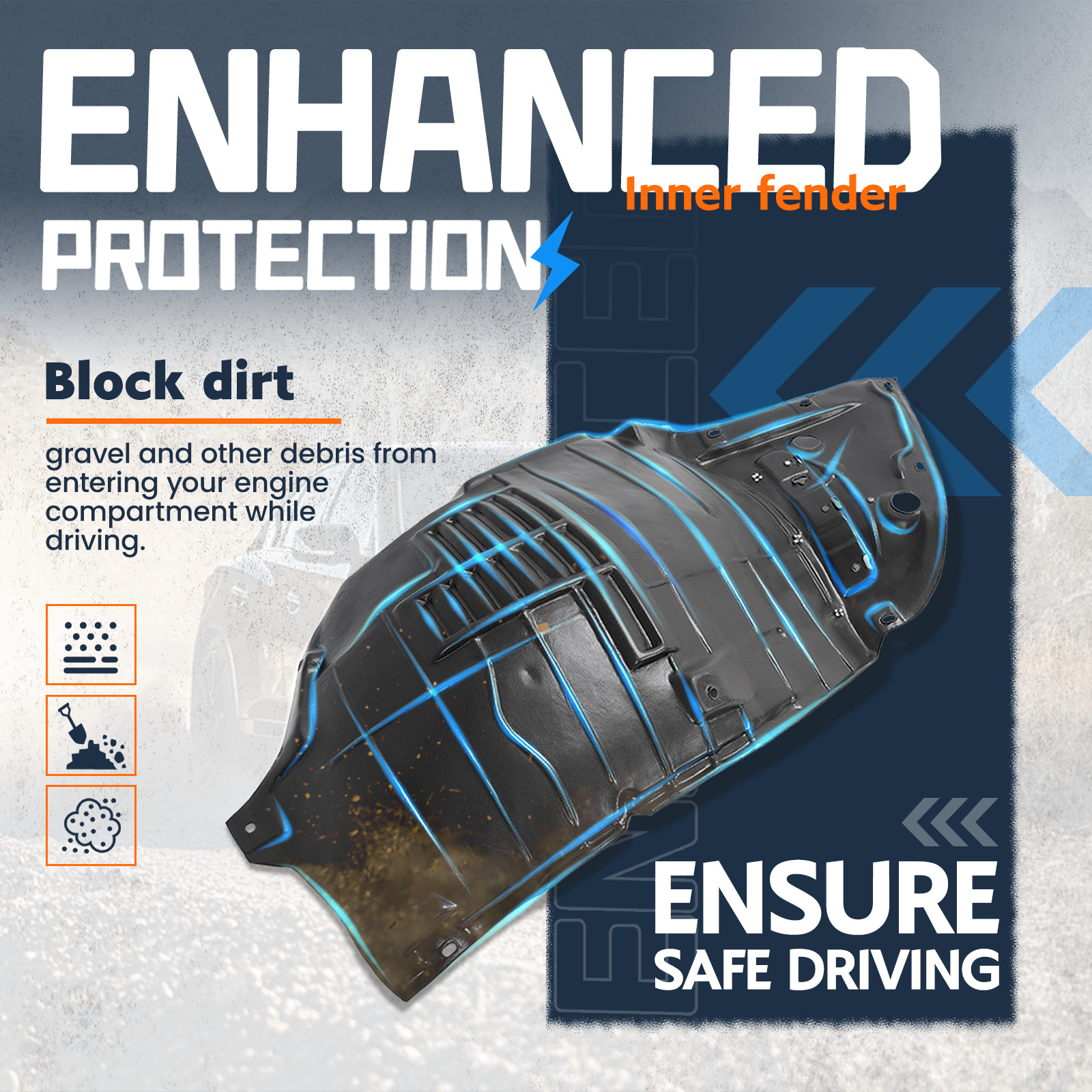 Pair Inner Fender Liners For 2014-2023 Infiniti Q50 Front Driver Passenger Side